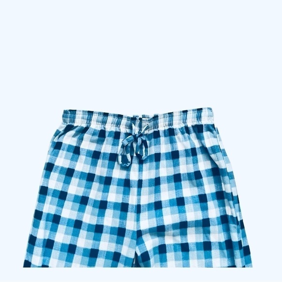 Club Room fleece pajama pants plaid elastic adjustable strap blue white Men L - Picture 5 of 11